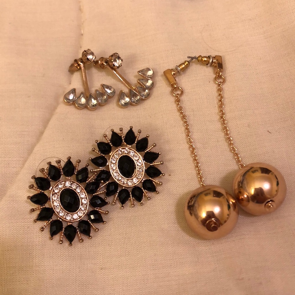 Black and Gold Statement Earrings Bundle